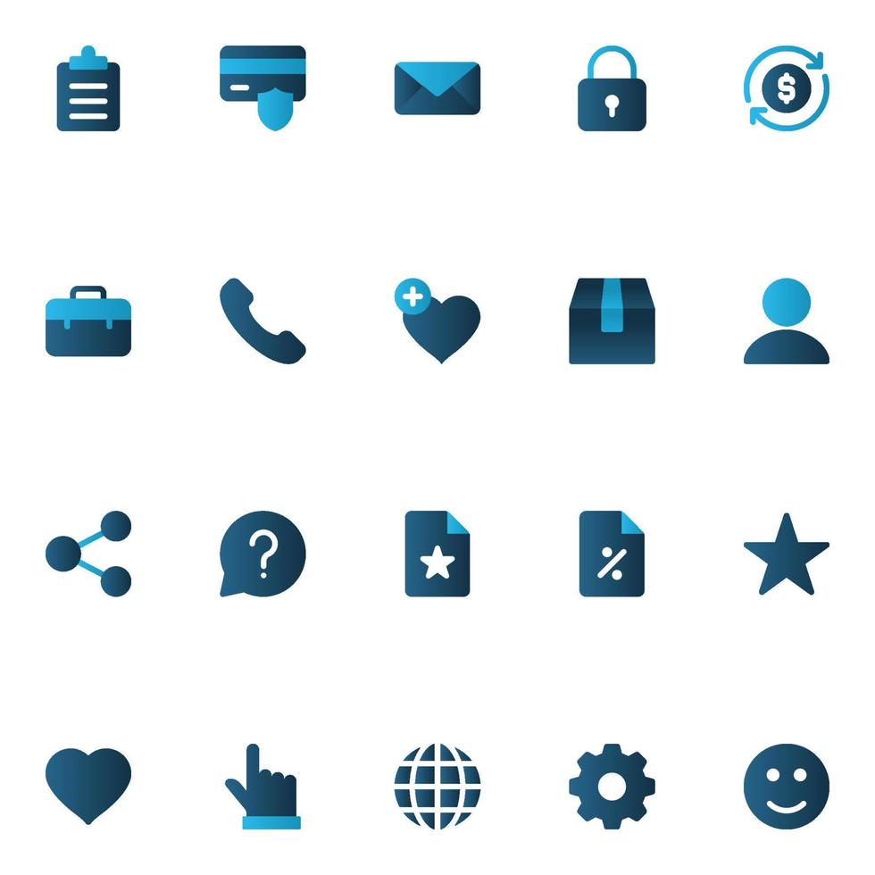 iconos de color degradado para comercio electrónico. vector