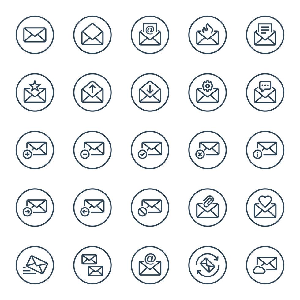 Circle outline icons for Email. vector