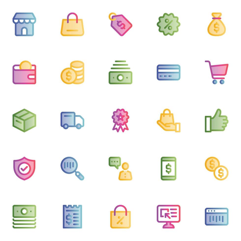 Filled outline, smooth icons for e-Commerce. vector