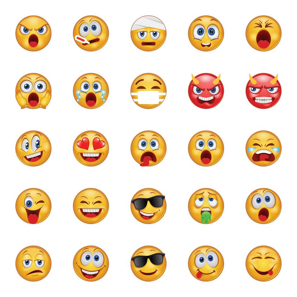 Gradient color icons for Emojis. vector