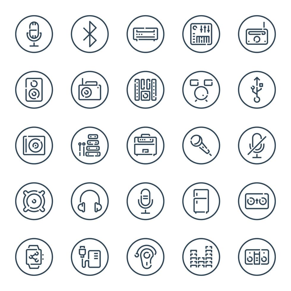 Circle outline icons for devices. vector