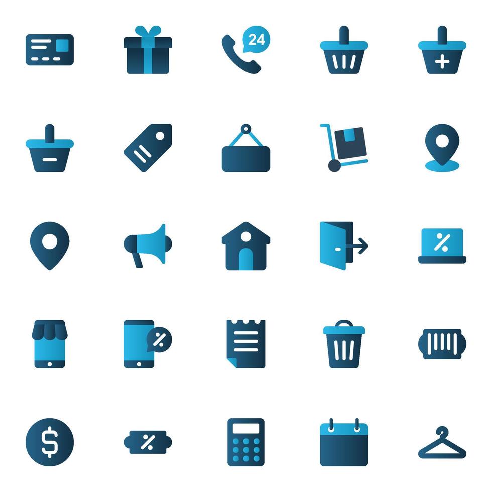 iconos de color degradado para comercio electrónico. vector