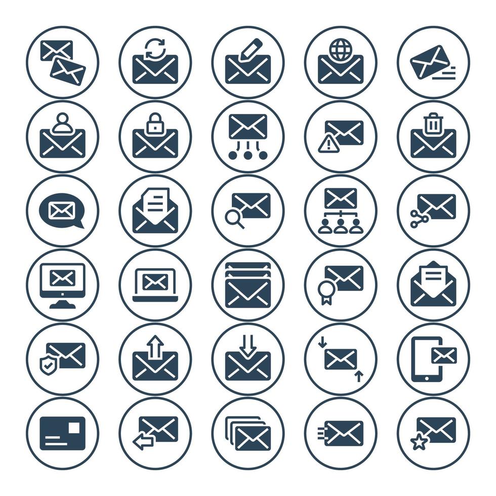 Circle glyph icons for Email. vector