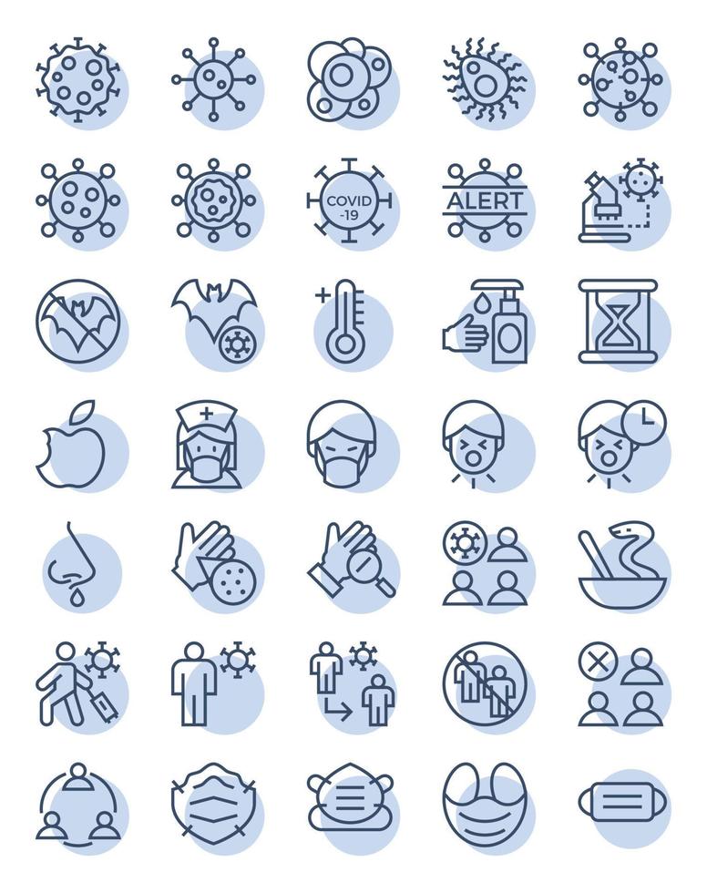 Circle outline icons for corona virus. vector