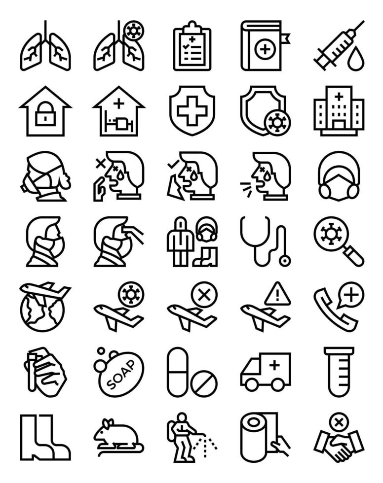 Outline icons for corona virus. vector