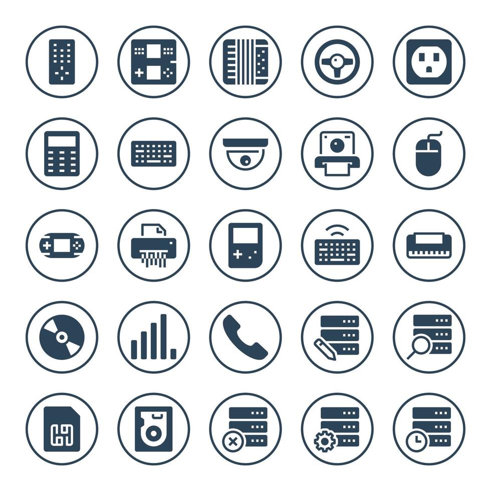 Circle glyph icons for devices. vector