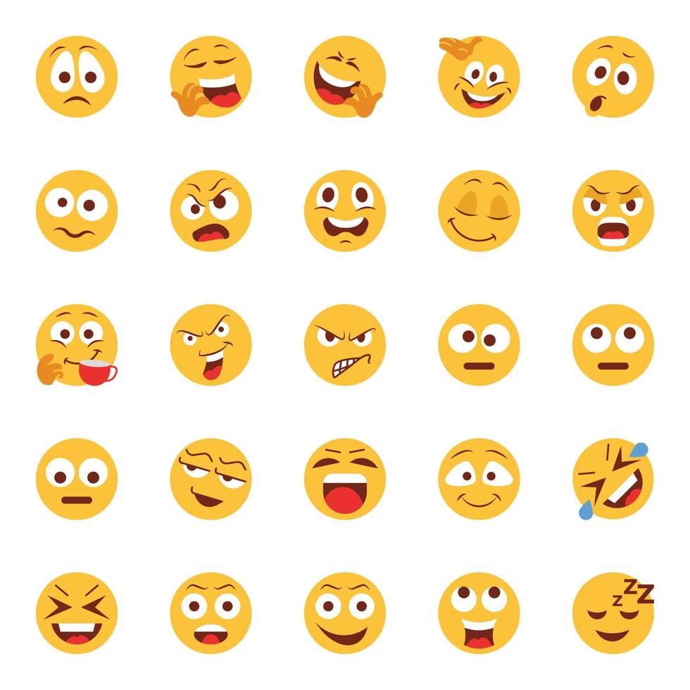 iconos de colores planos para emojis. vector