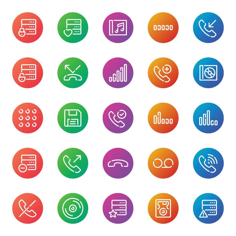 Gradient color outline icons for devices. vector