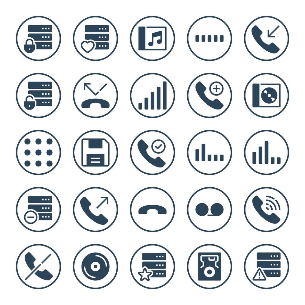 Circle glyph icons for devices. vector