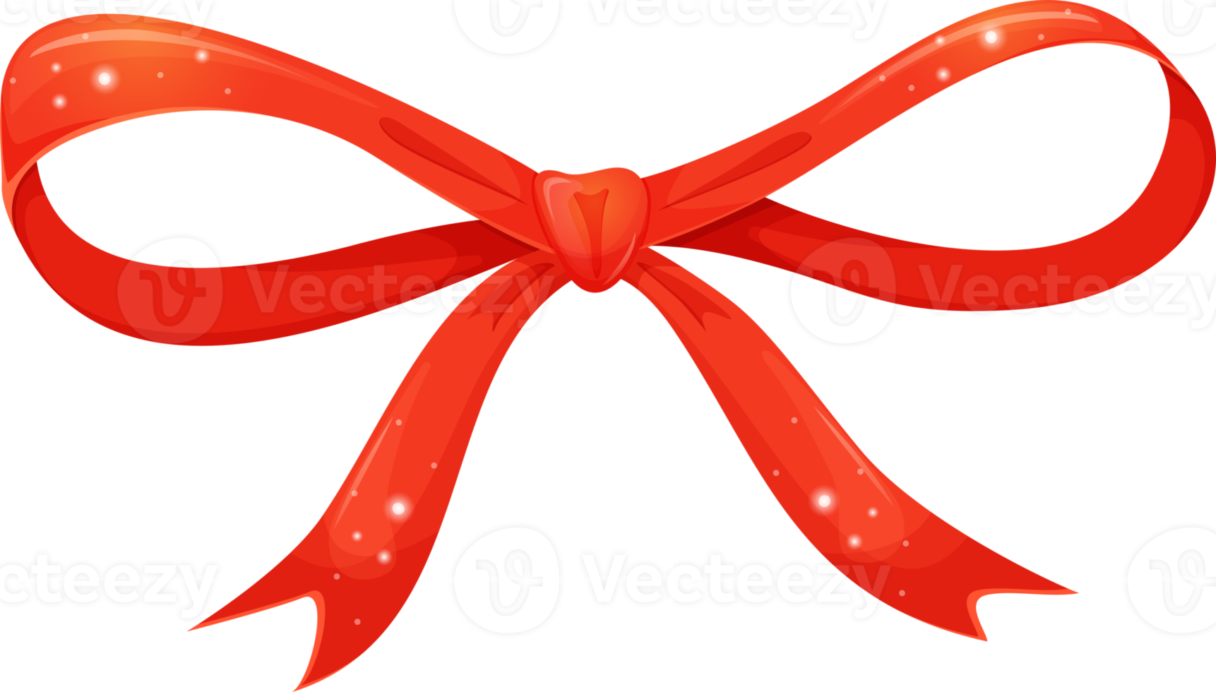 Luxury red thin gift bow in cartoon style. Illustration for design isolated on transparent background. png