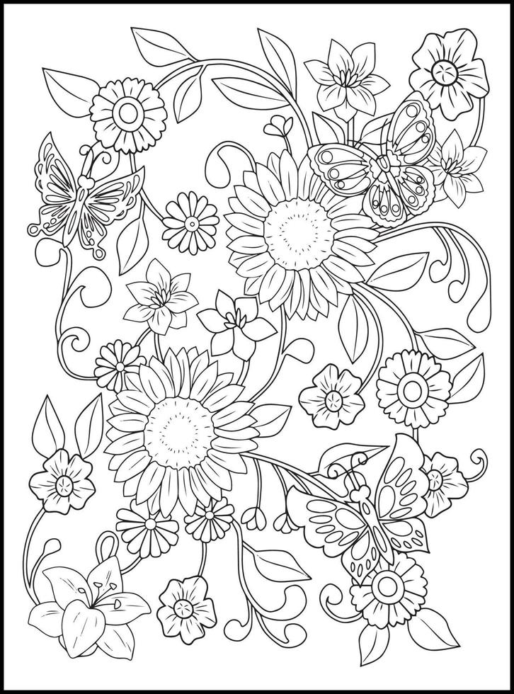 Magical Butterflies Adult Coloring Pages vector