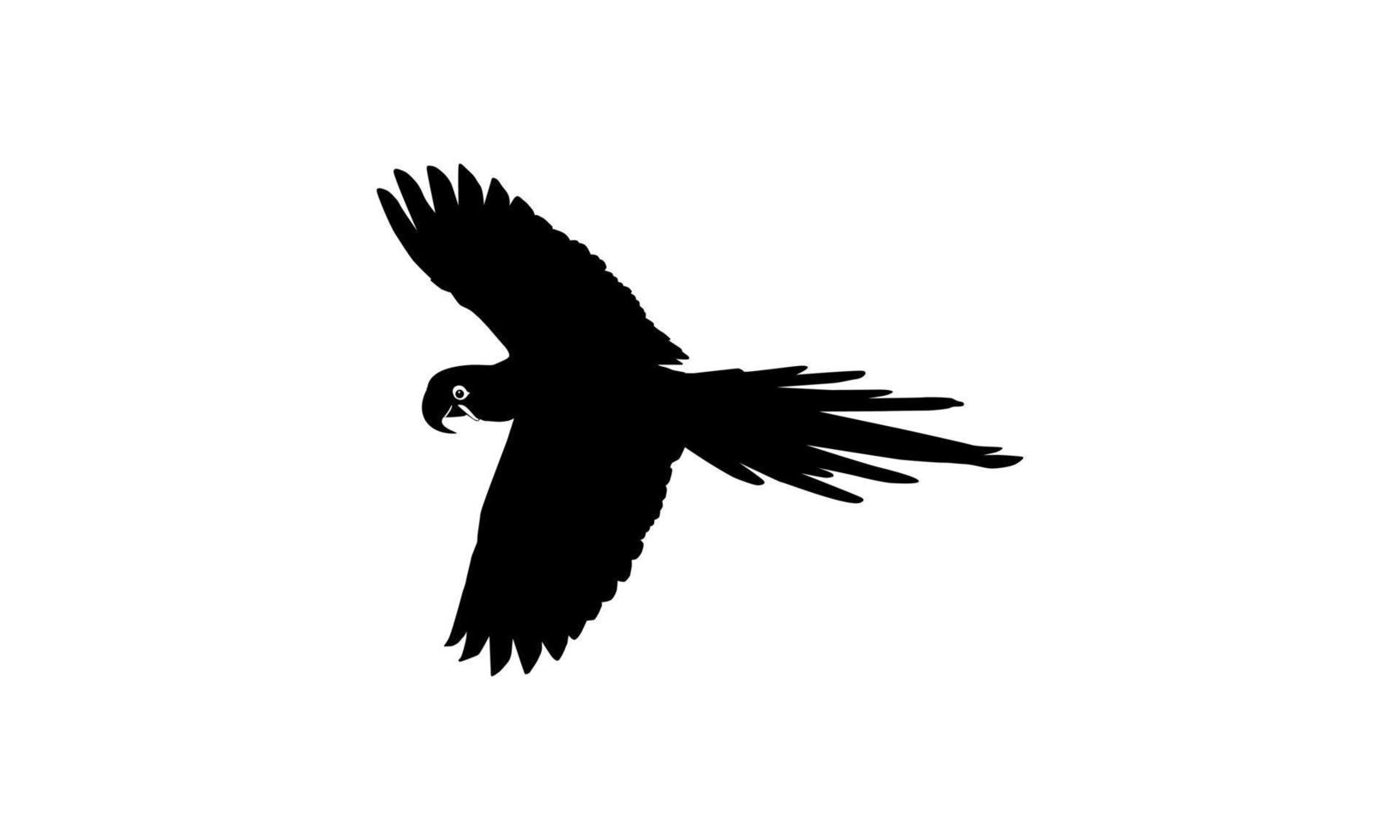 Flying Macaw Bird Silhouette for Logo, Pictogram, Art Illustration, Website or Graphic Design Element. Vector Illustration