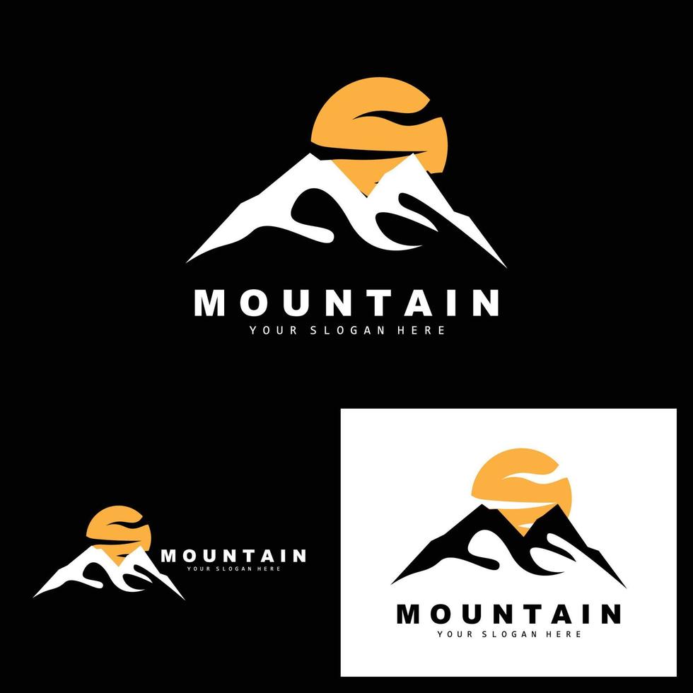 diseño del logotipo de la montaña, lugar vectorial para los amantes de la naturaleza vector