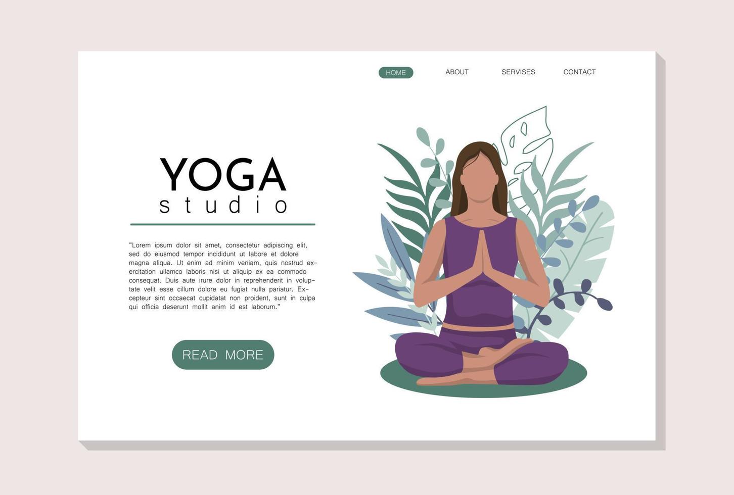 plantilla de página de destino de yoga. concepto de diseño plano moderno para sitios web. mujeres haciendo yoga, concepto de diseño de vectores de ilustración plana