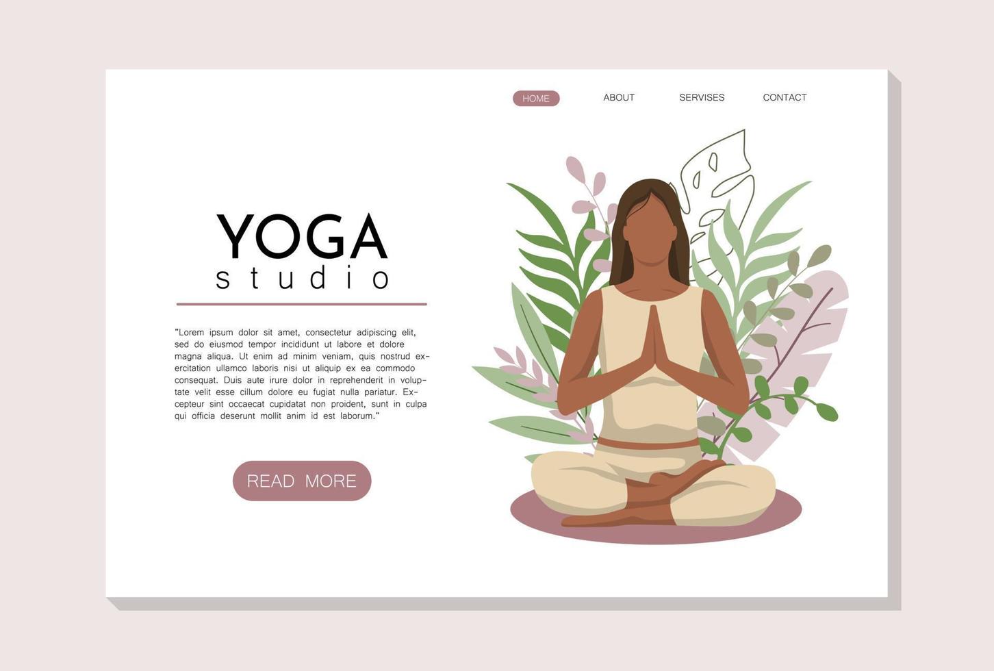 yoga landing page template. Modern flat design concept for web sites. Women doing yoga, Flat illustration vector design concept