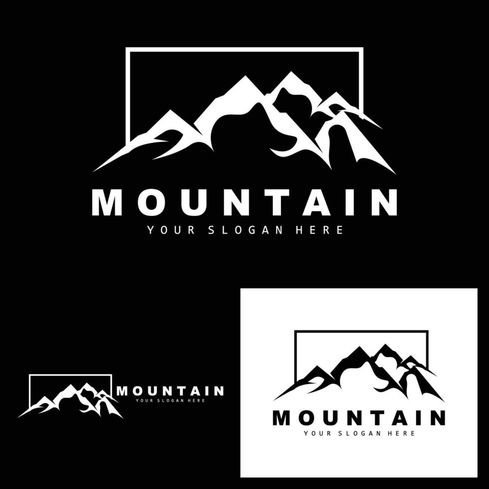 diseño del logotipo de la montaña, lugar vectorial para los amantes de la naturaleza vector