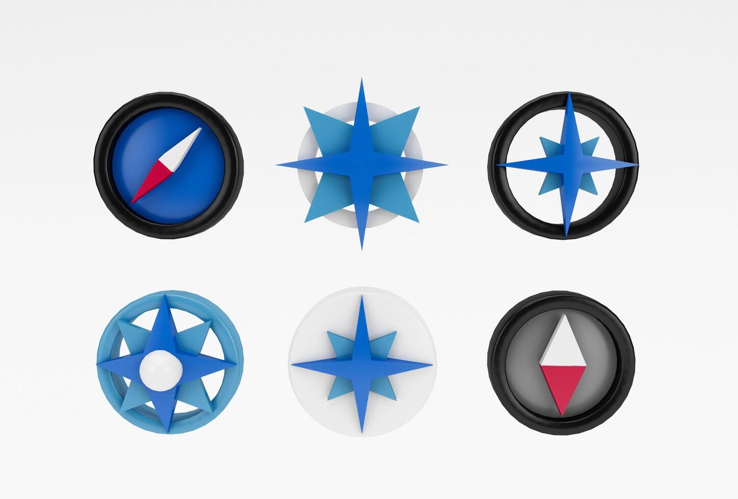 compass icon 3d illustration minimal rendering on white background. photo