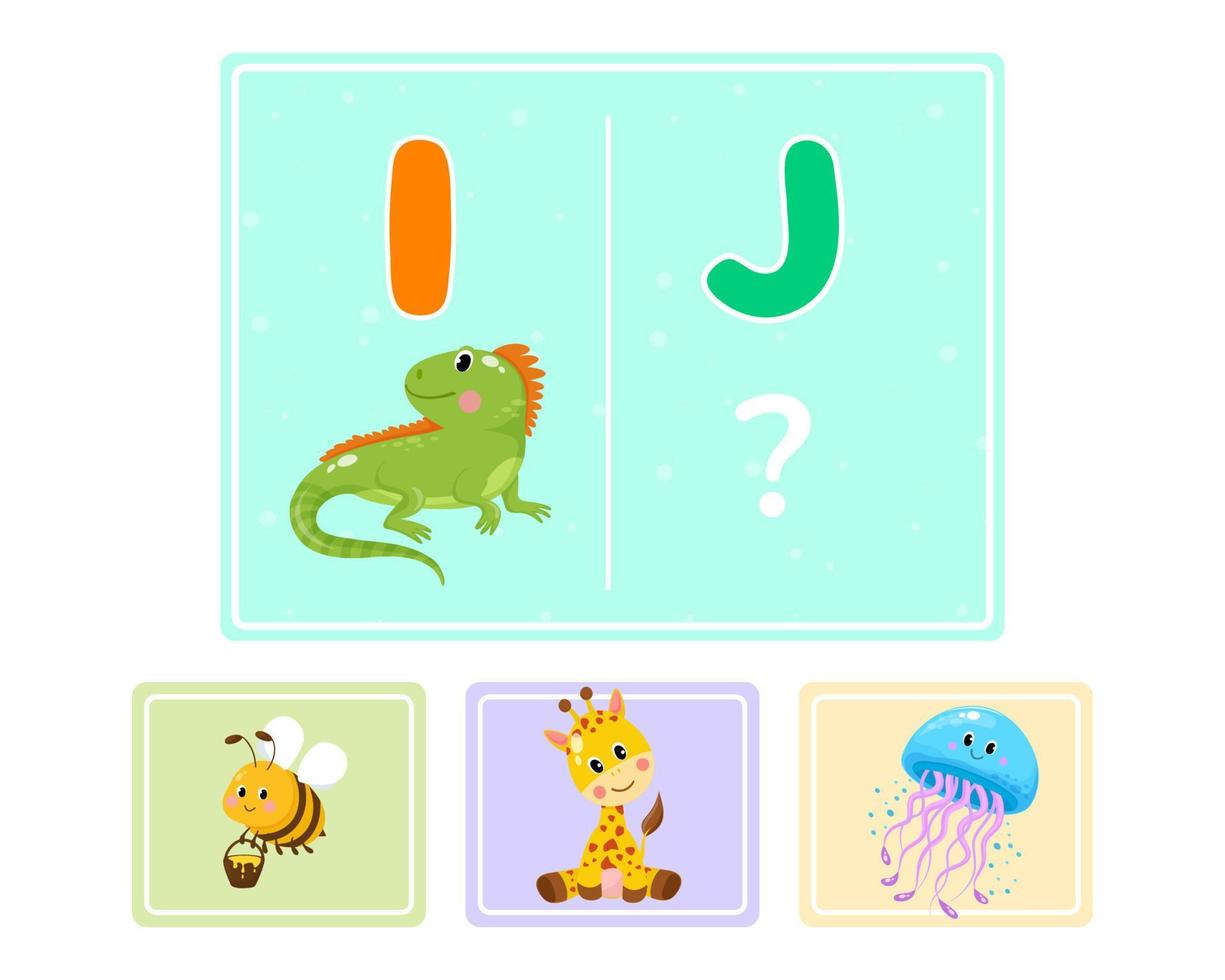 juego de lógica educativa para niños. educación del alfabeto infantil. desarrollo de la lógica iq. inteligencia visual, juegos mentales. ilustración vectorial vector