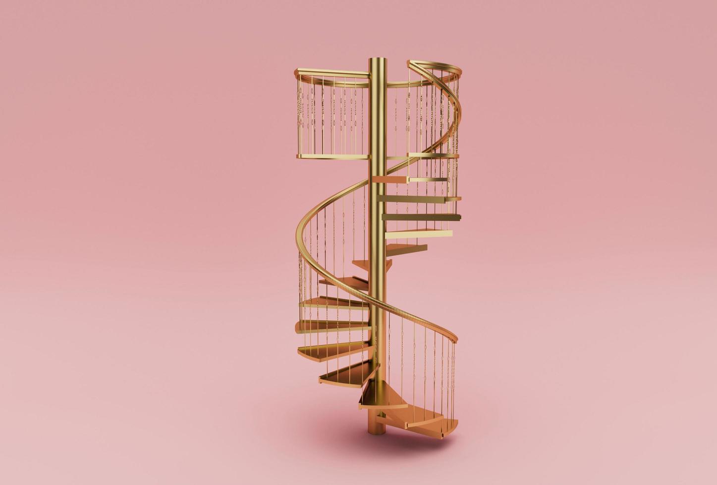 escalera de caracol ilustración 3d representación mínima sobre fondo castaño pálido. foto