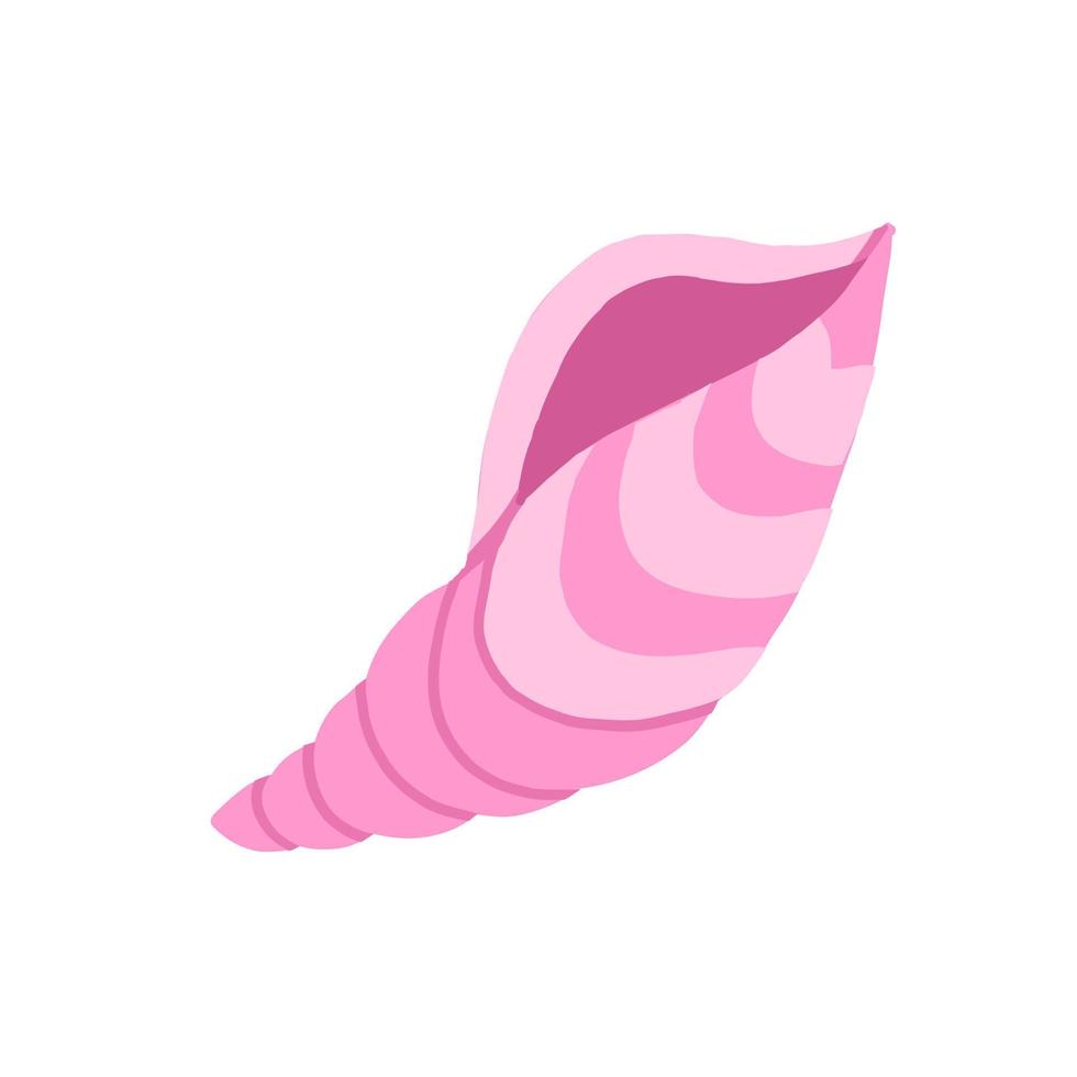 Pink ocean sea shell. Vector illustration in cartoon flat style isolated on white background.