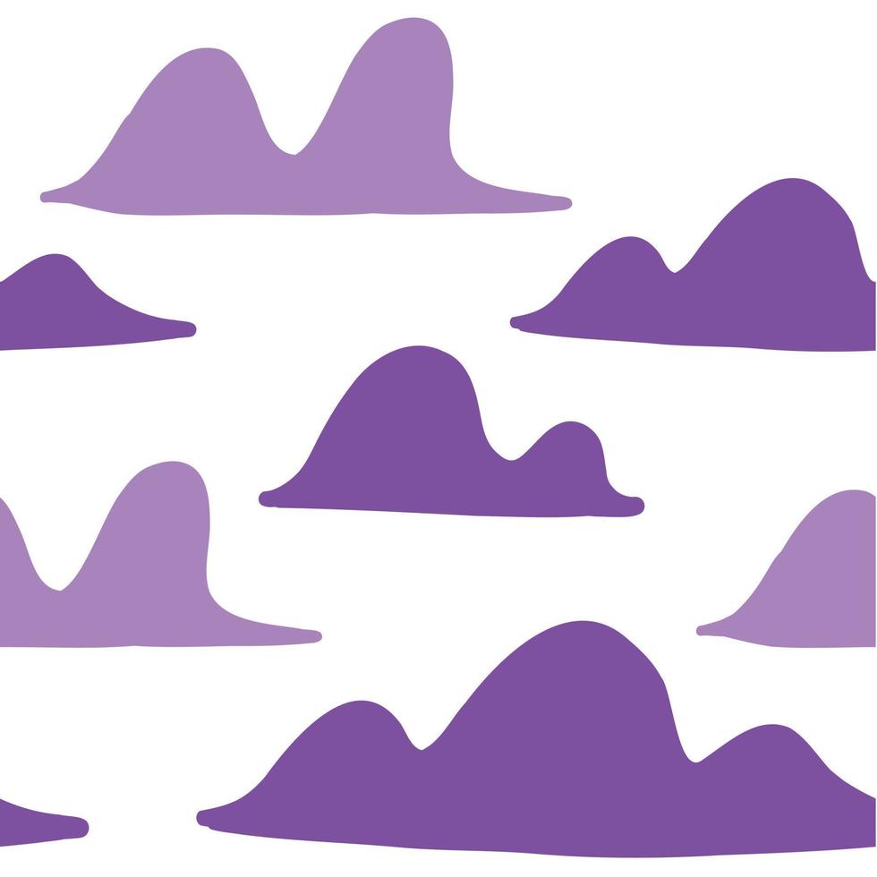 Vector cloud pattern. Purple clouds. Vector illustration on white background in cartoon flat style