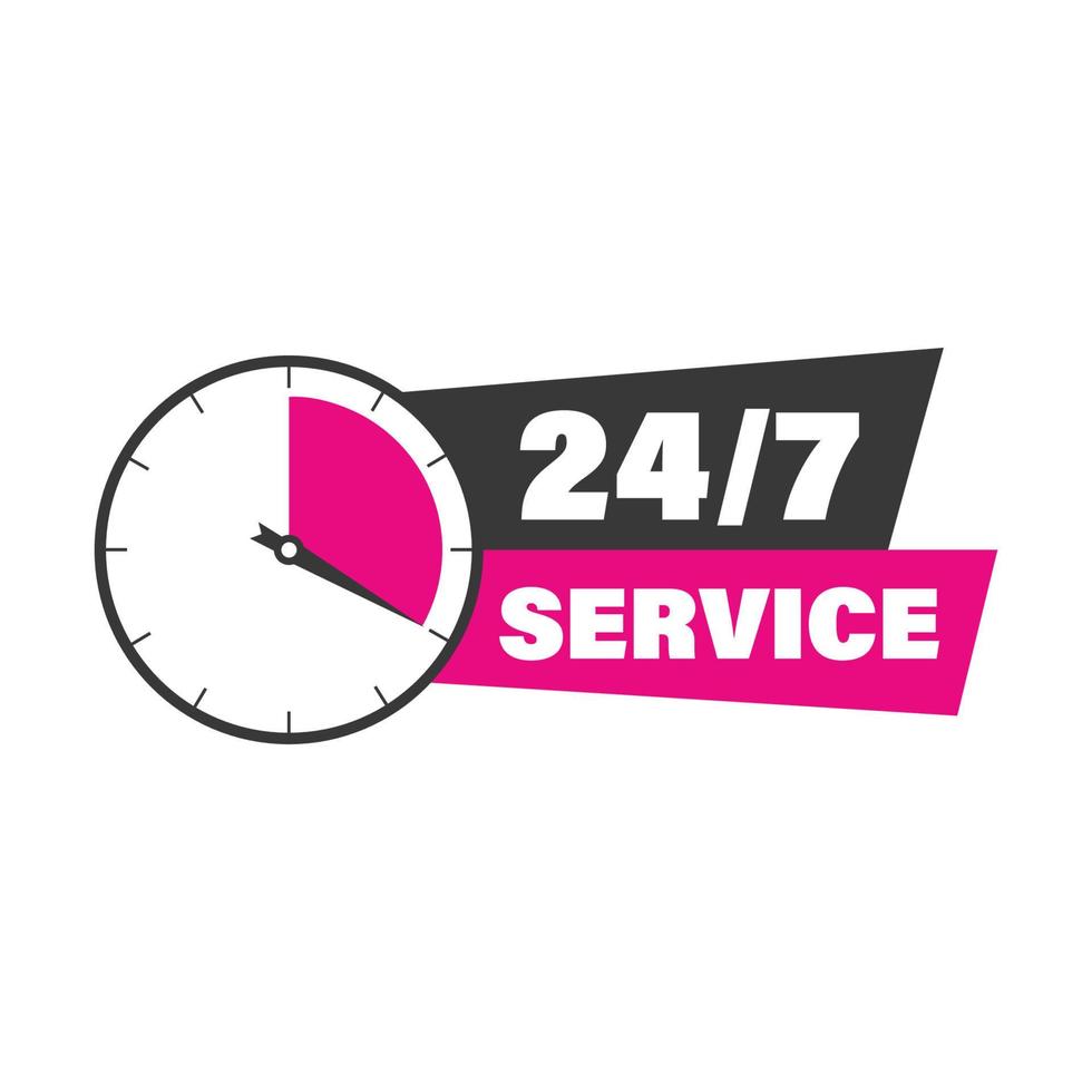 24-7 open concept. Support service icon vector