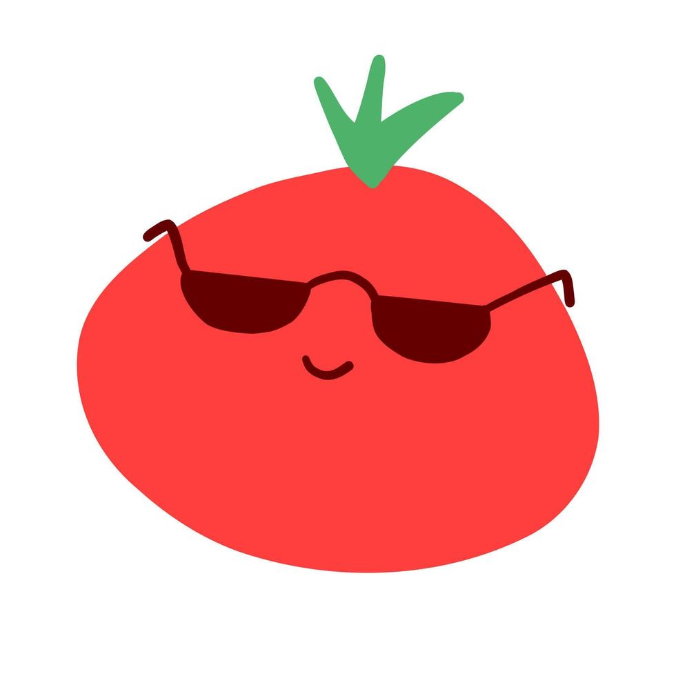 Tomato cartoon character in flat cartoon style. Vector illustration isolated on white background.
