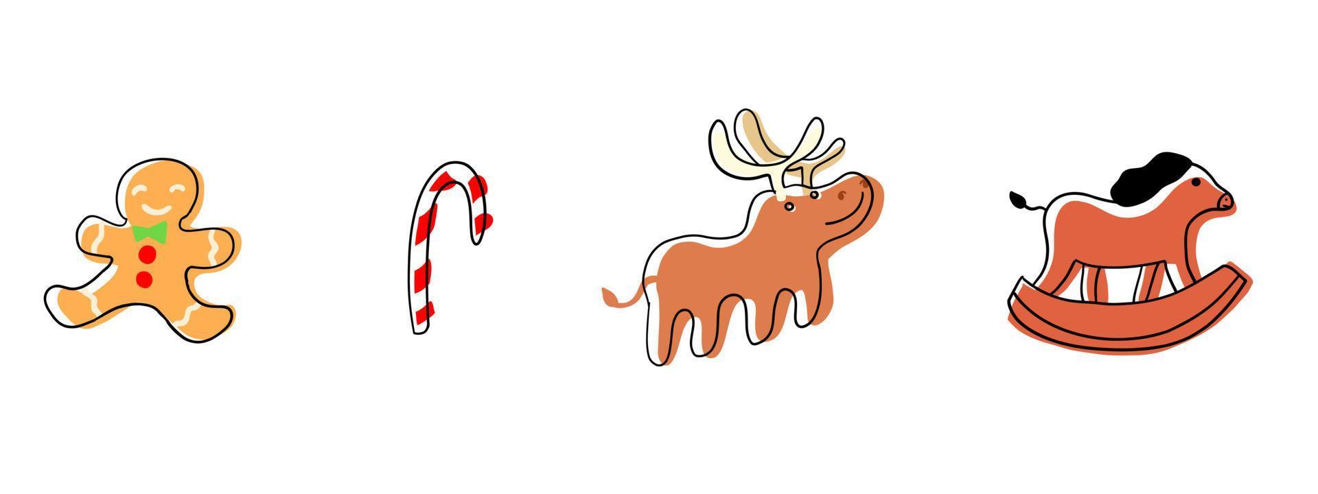 conjunto de feliz navidad. elementos vectoriales en estilo plano de dibujos animados aislados sobre fondo blanco. vector