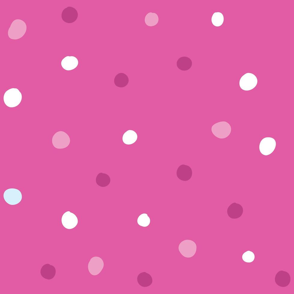 Colorful dots seamless pattern in flat style. Vector illustration isolated on pink background.