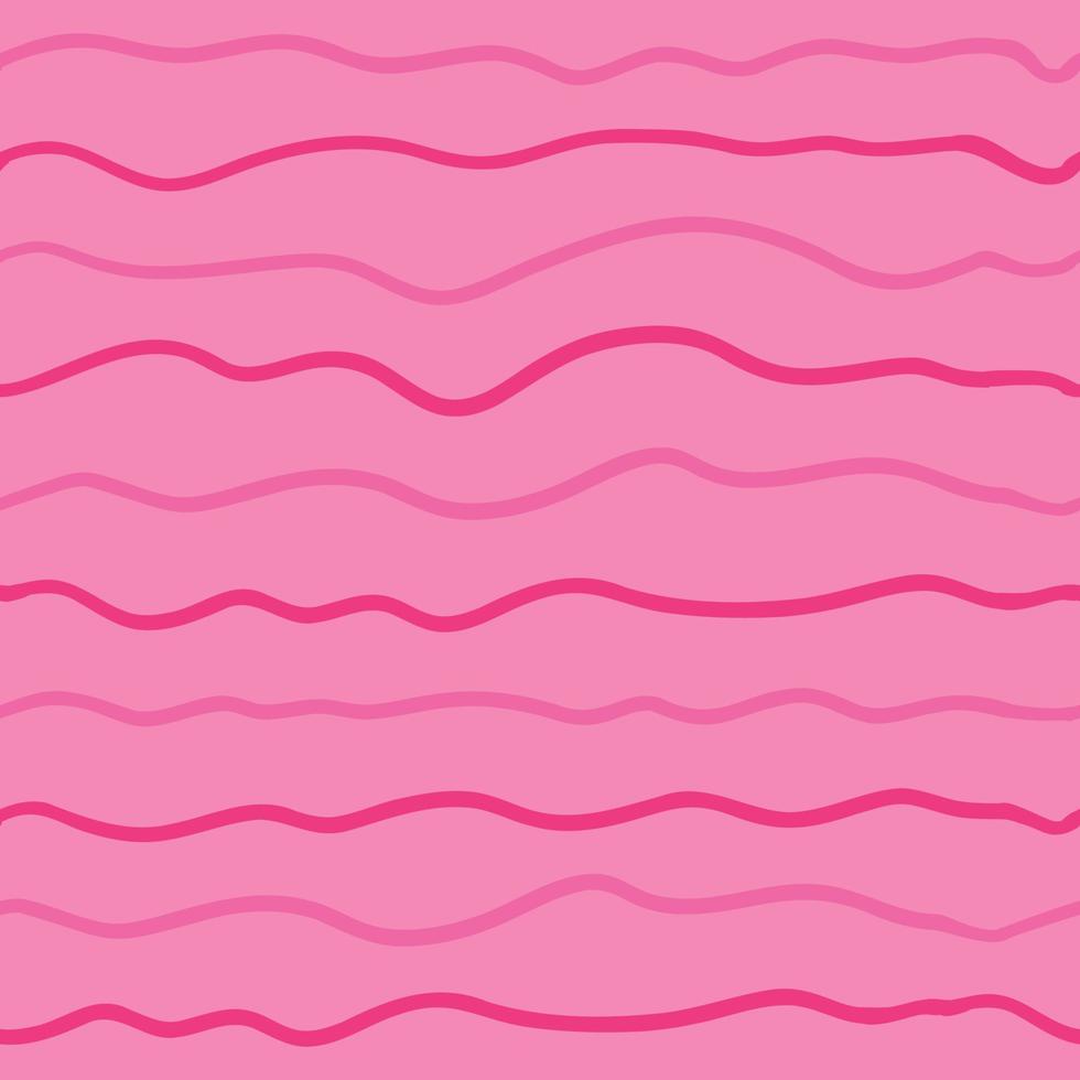 Wave line seamless pattern. Vector illustration isolated on pink background.