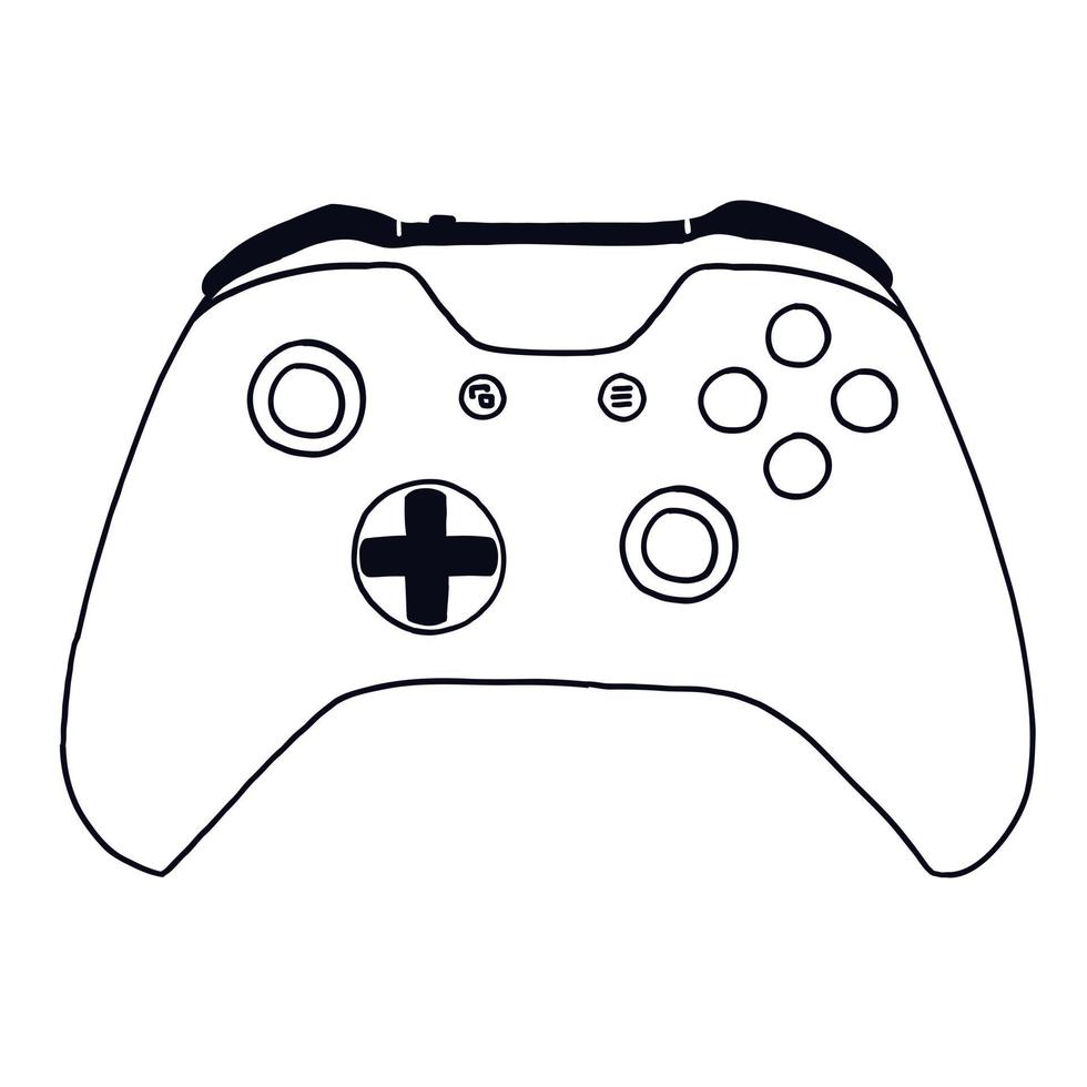 Game modern controller. Vector illustration in hand-drawn outline ...