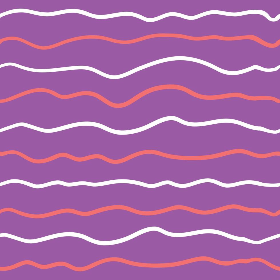 Wave line seamless pattern. Vector illustration on purple background.