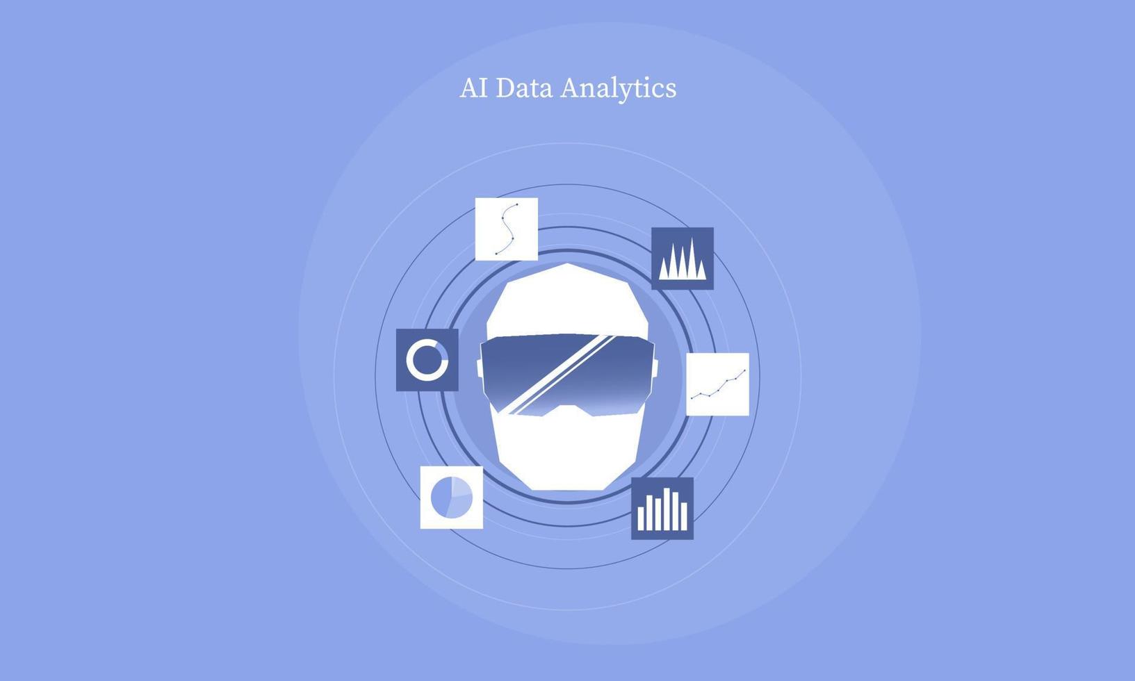 inteligencia artificial en análisis de datos, tecnología de marketing de datos, informe de datos comerciales vector