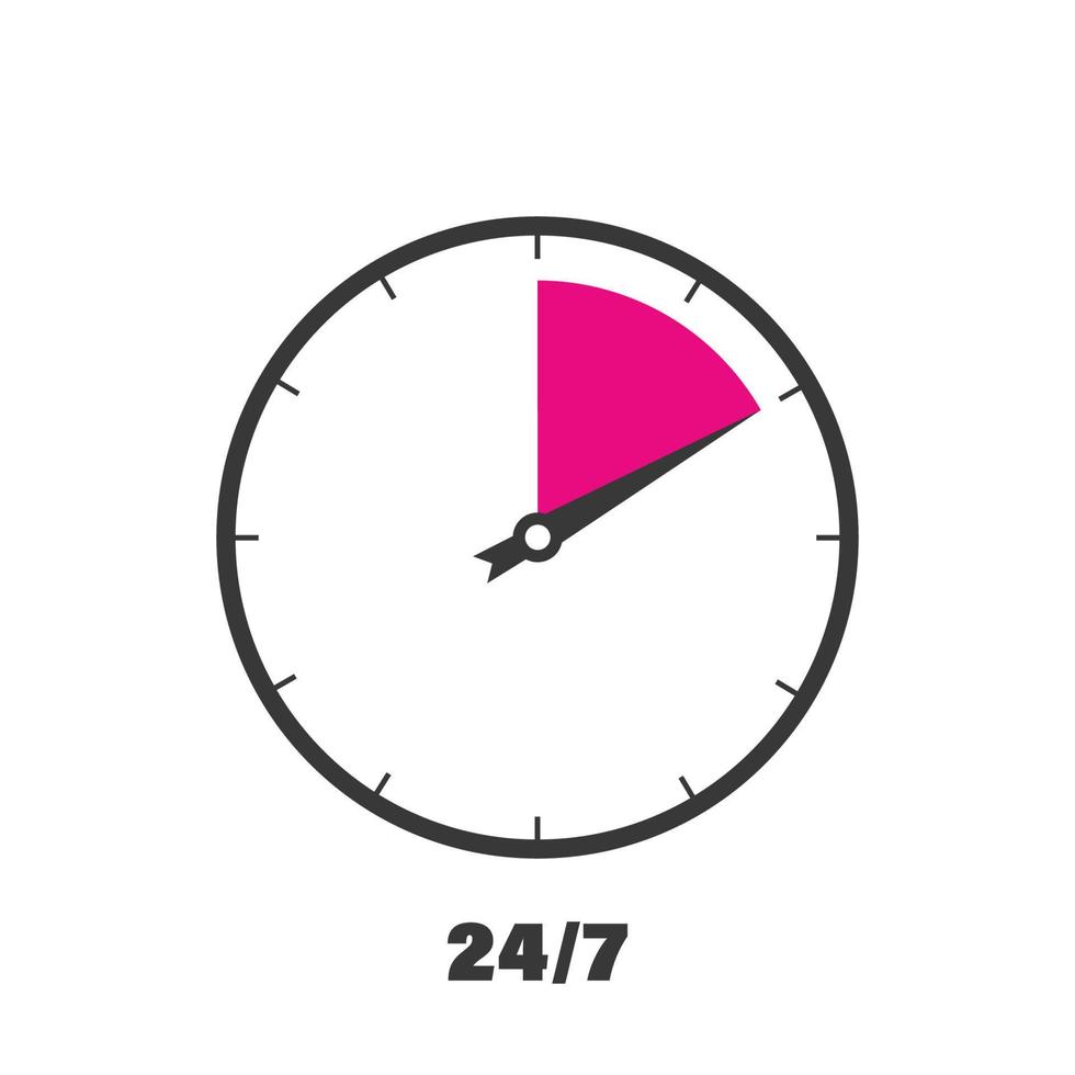 24 hours 7 days in week order execution or service icon vector