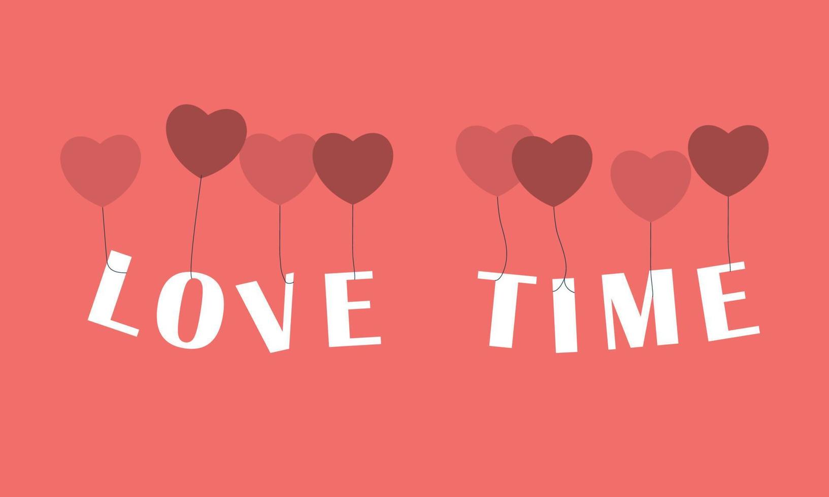 Love time. Happy valentine's day with text and red balloons vector