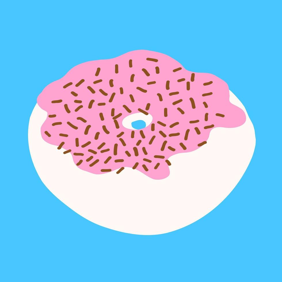 Donut in cartoon style. Vector illustration isolated on white background.