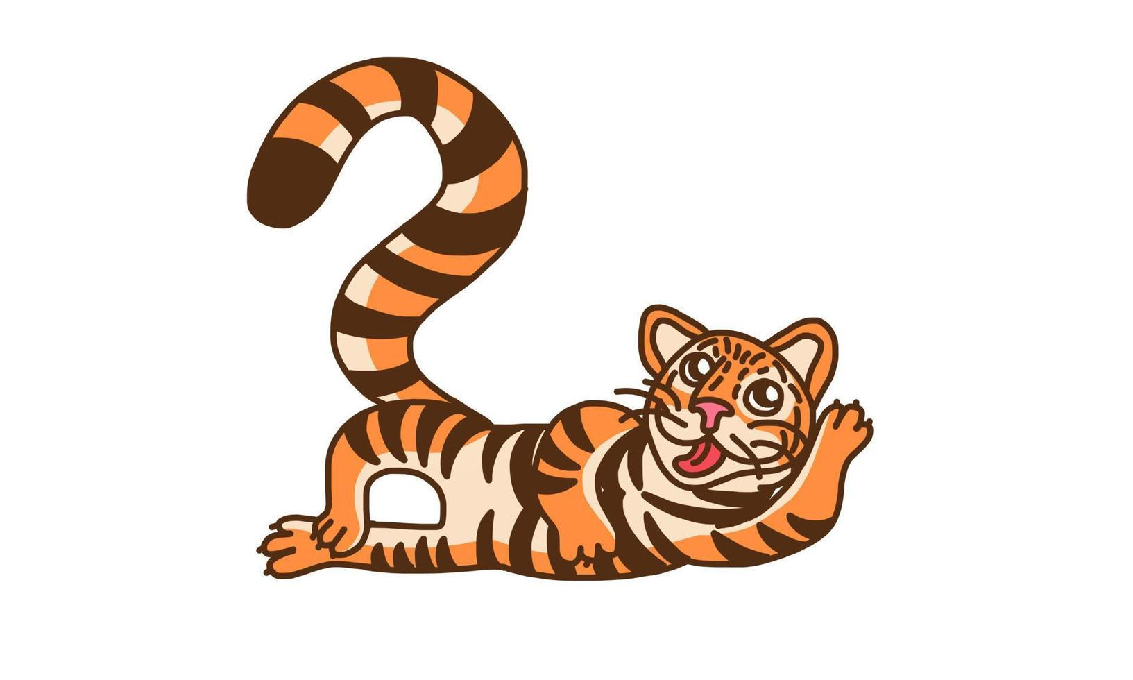 Tiger smiling cartoon character vector