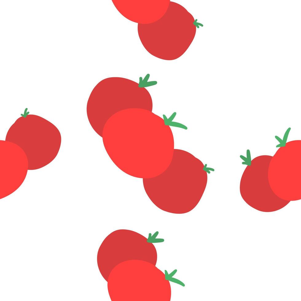 patrón sin costuras de tomates en estilo plano de dibujos animados. Ilustración vectorial sobre fondo blanco. vector