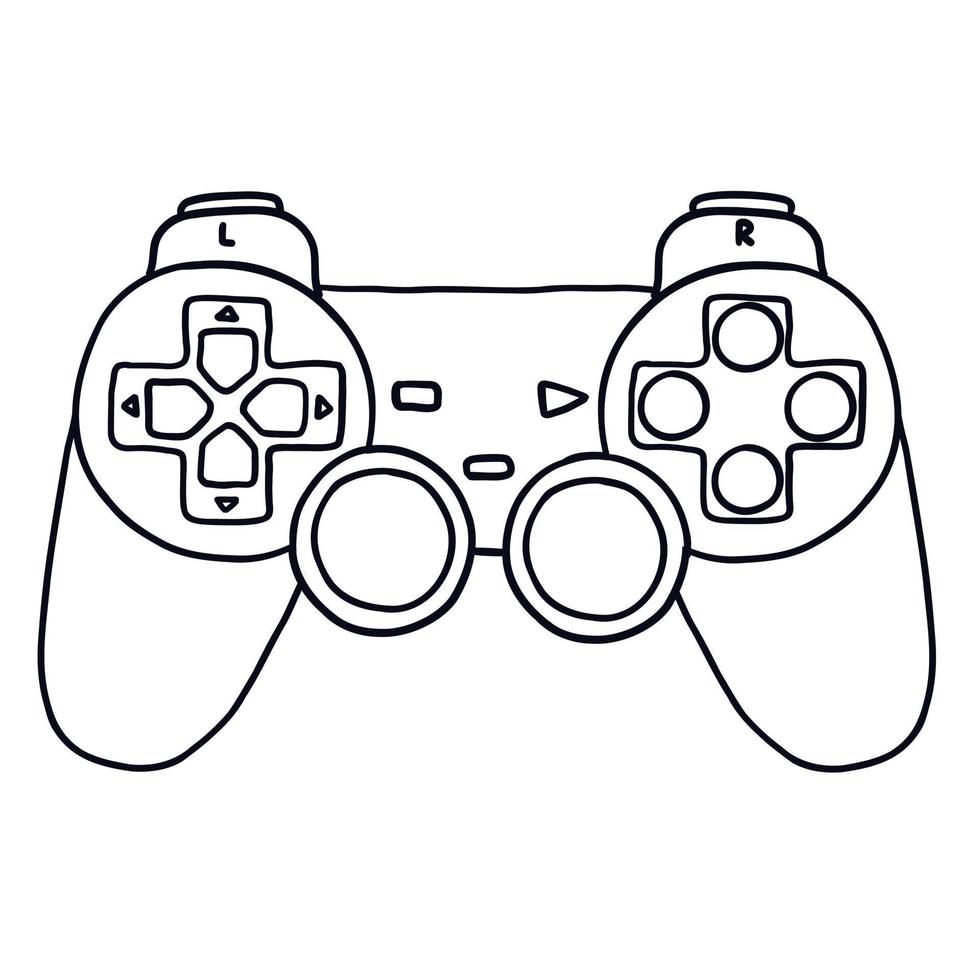 controlador de juego retro. ilustración vectorial en estilo de garabato de contorno dibujado a mano aislado sobre fondo blanco. vector