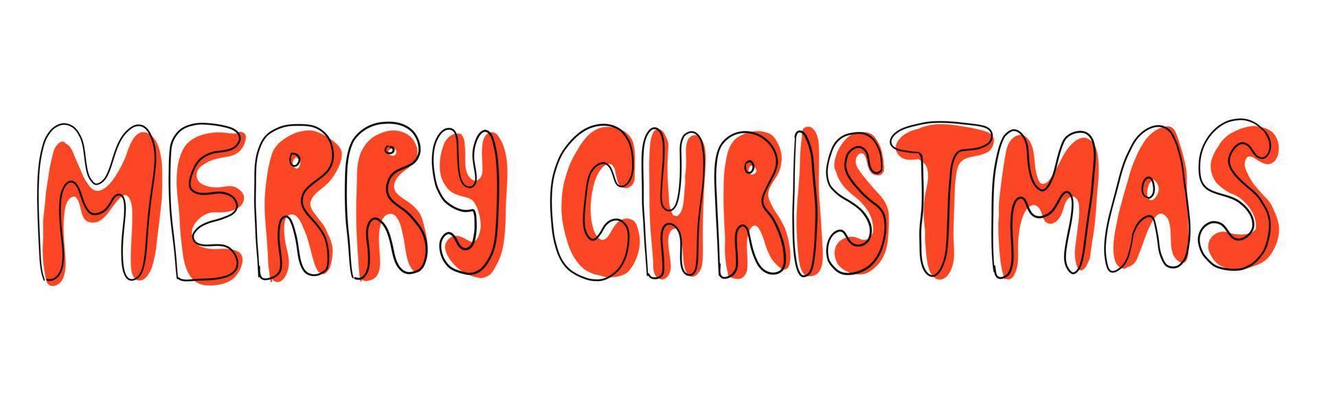 Merry Christmas Vector Text. Hand Drawn Lettering. Illustration isolated on white background.