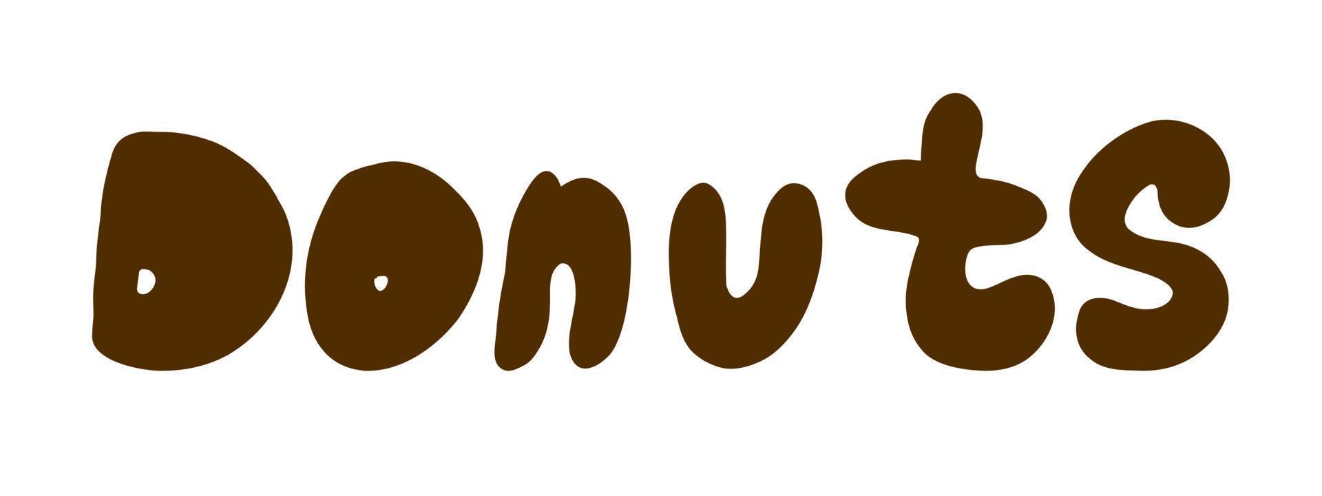 Donuts lettering. Vector illustration in cartoon flat style isolated on white background.