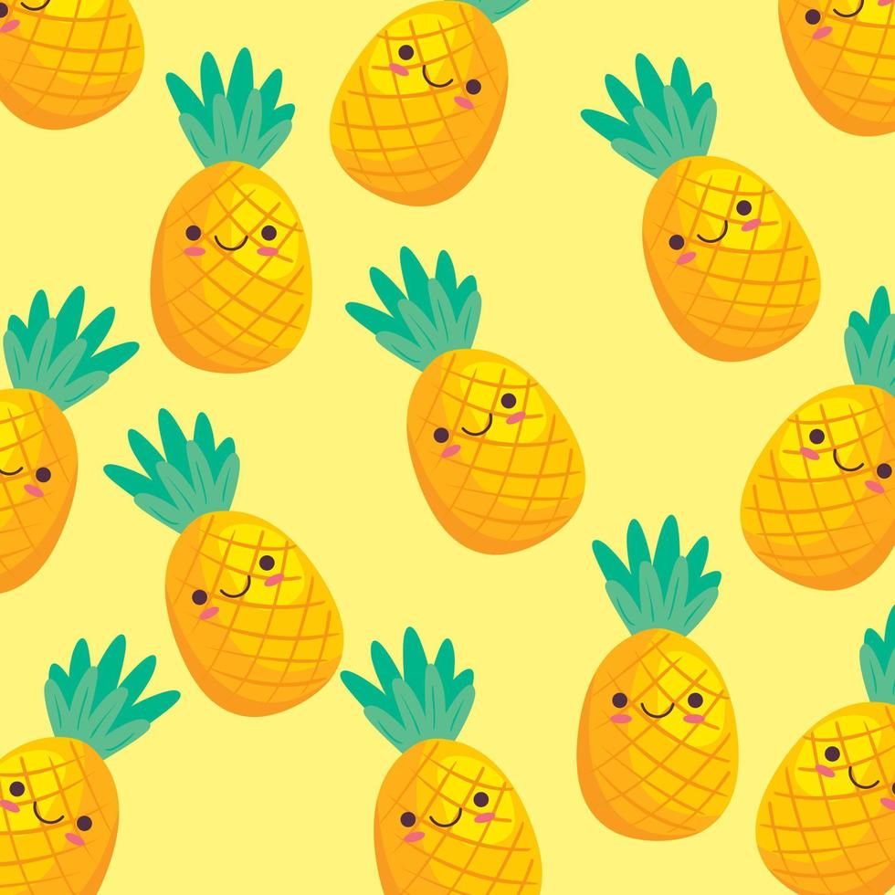 Vector cute pineapple seamless pattern