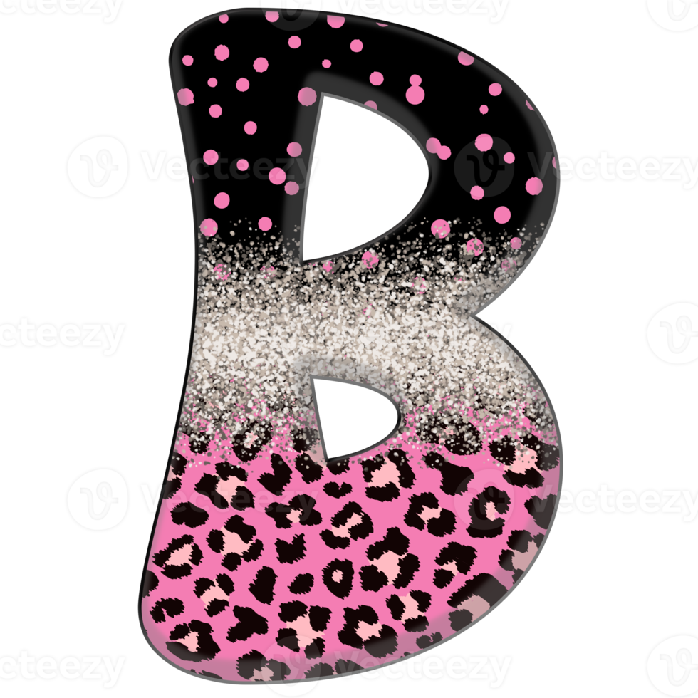 Half Leopard black and Pink Clipart png