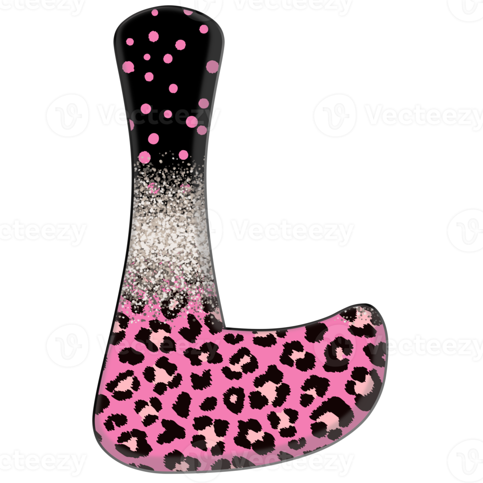 Half Leopard black and Pink Clipart png