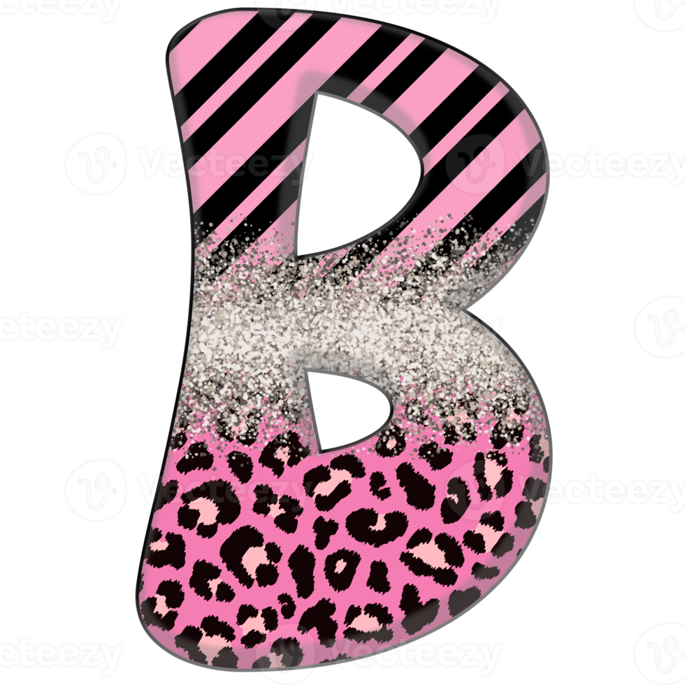 Half Leopard black and Pink Clipart png