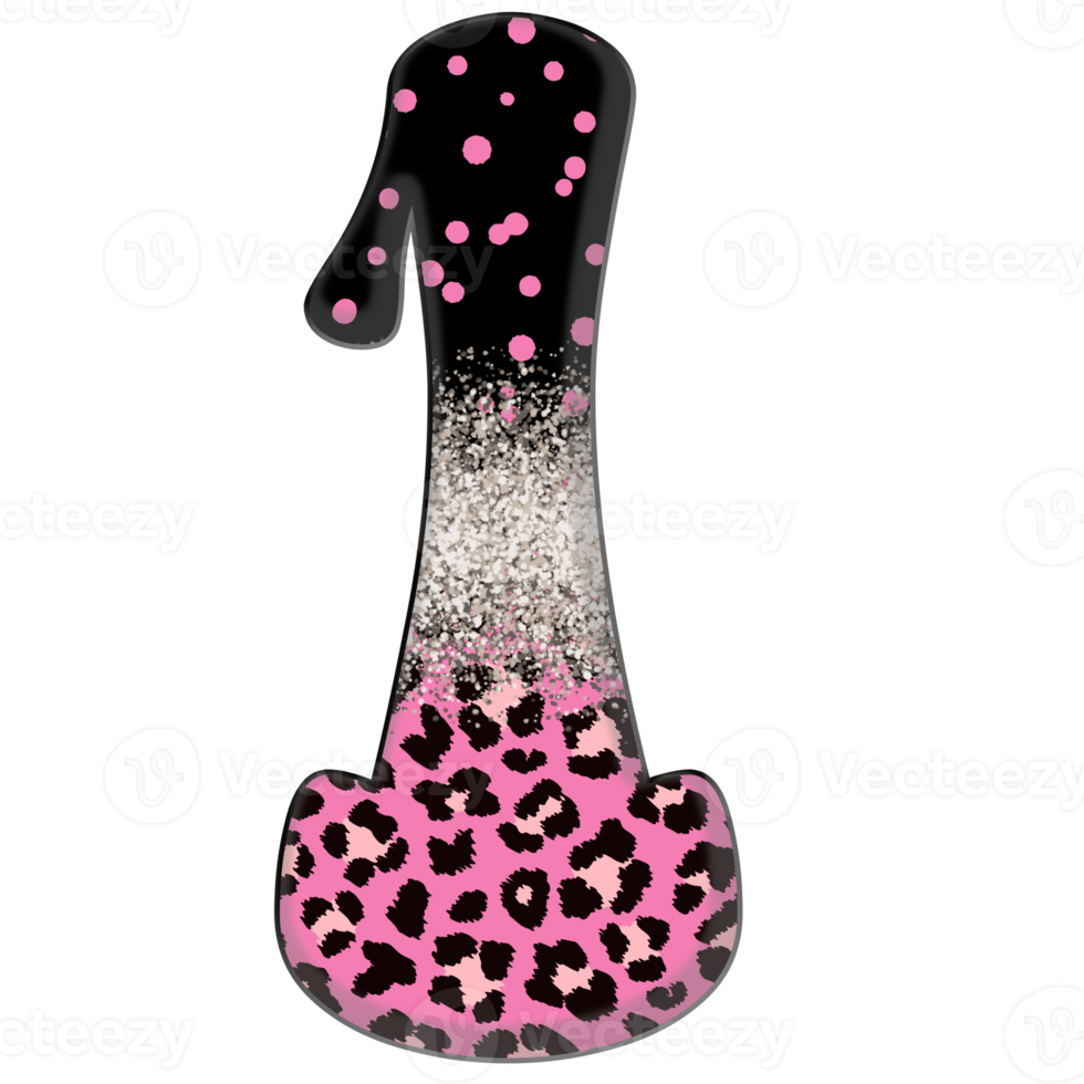 Half Leopard black and Pink Clipart png