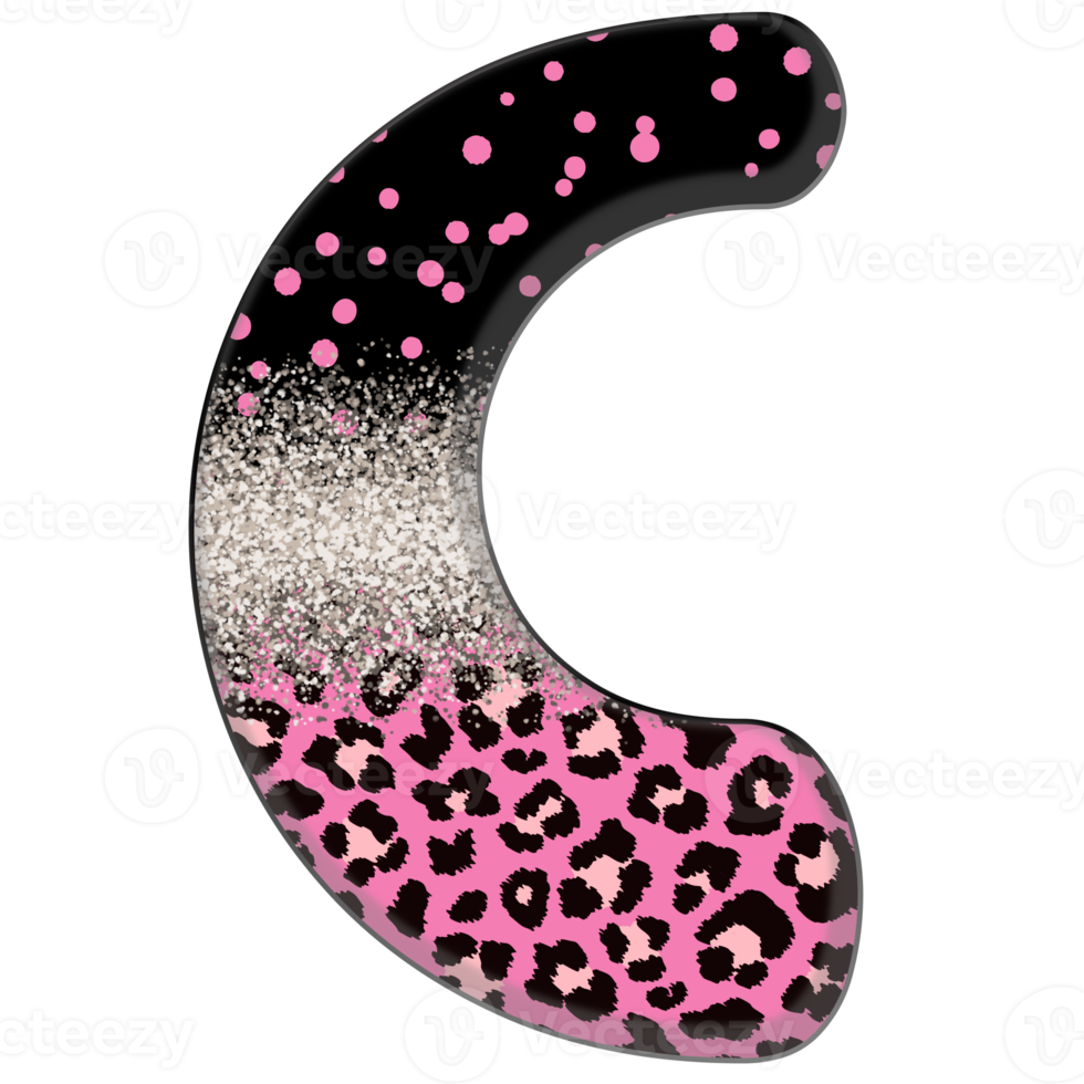Half Leopard black and Pink Clipart png
