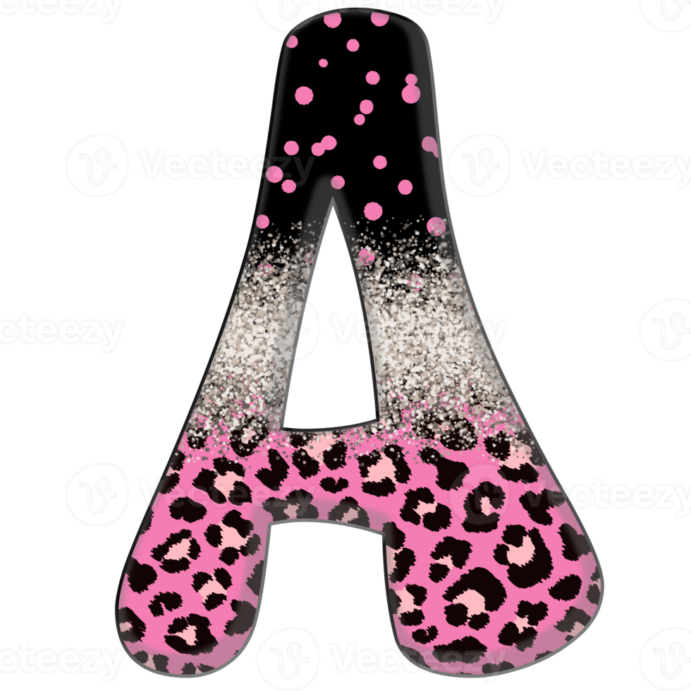 Half Leopard black and Pink Clipart png