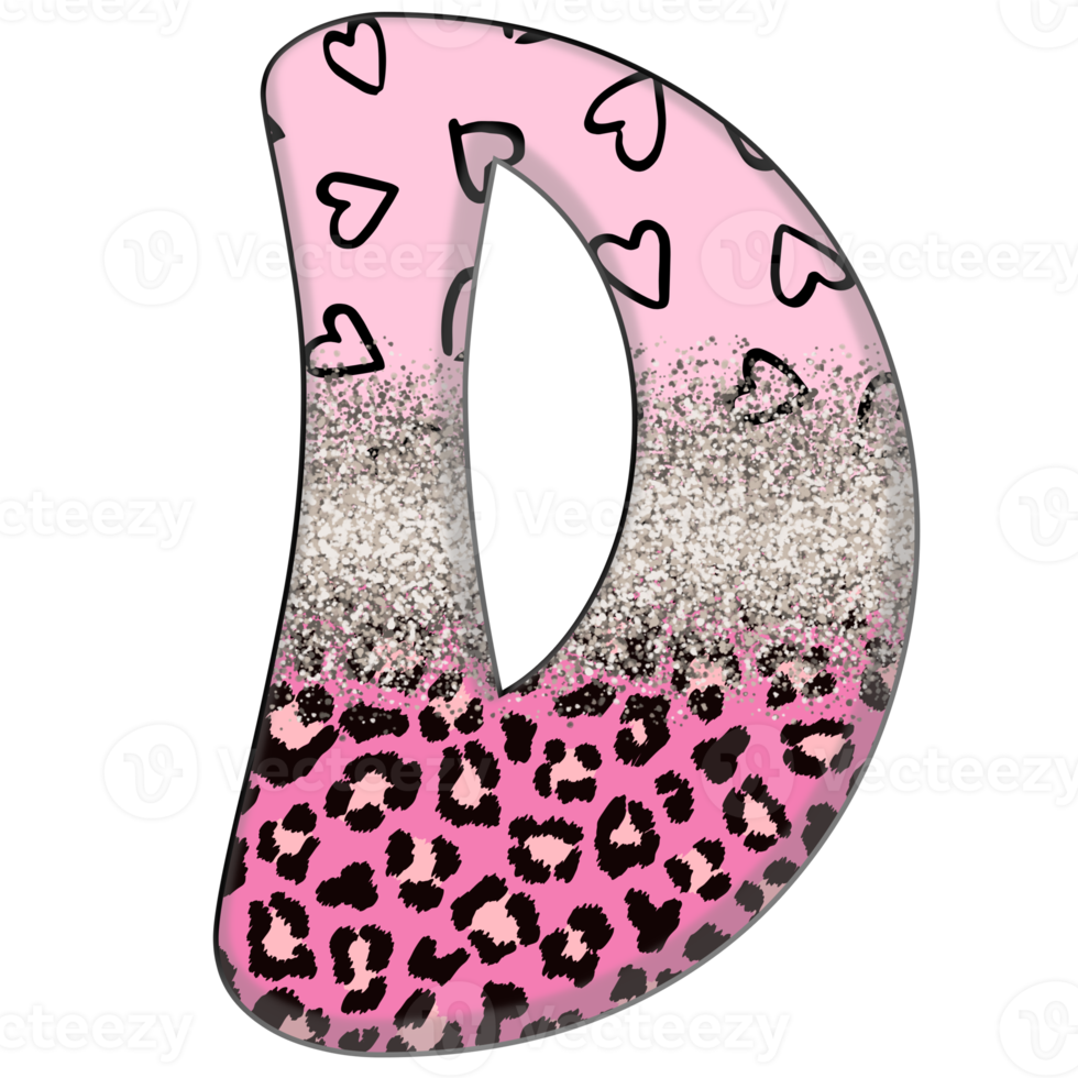Half Leopard black and Pink Clipart png