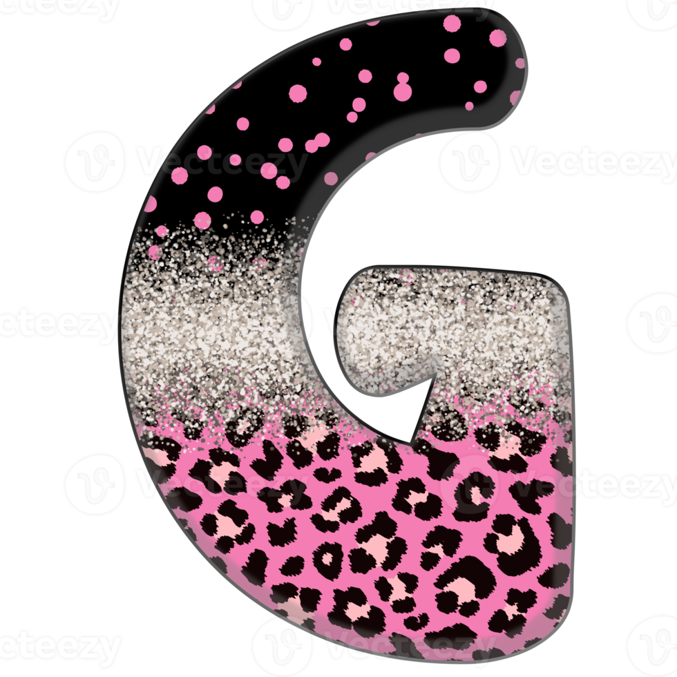 halv leopard svart och rosa ClipArt png